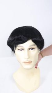 6*8/ 6*9/ 7*9 Breathable Fine Mono With PU Toupee Men #1B 6Inch Mens Wig Human Hair Toupee Mens Replacement Systems Unit Wig