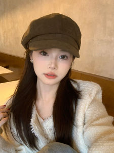 Japanese Style Brown Beret Childrens Autumn Leather Artistic Painter Hat Retro Newsboy Cap Slim Looking British Octagonal Hat