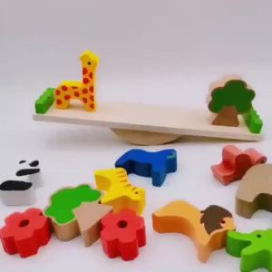 Moulty Wooden Animals Stacking Blocks Balancing Games Playset Montessori Toy for Toddlers