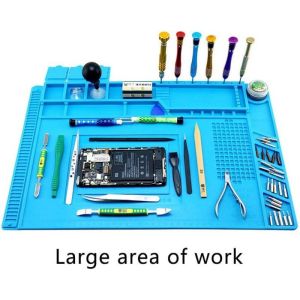 แผ่นรองซ่อมแผ่นฉนวนกันความร้อนขนาดใหญ่เสื่อเหล็กผสมขนาด450มม. แผ่นซิลิโคนทนความร้อนพร้อมแผ่นแม่เหล็กสำหรับซ่อมบำรุงโทรศัพท์มือถือคอมพิวเตอร์