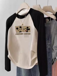 Thick Long Sleeve Girls T-Shirt Underwear Base Layer Shirt for Autumn Winter Cotton Pure Color Cartoon Print Slim Fit Kids Clothes