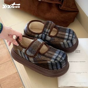 XIXITIAO | Giày Mary Jane Họa Tiết Caro Cổ Điển Chống Trượt
