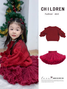 ชุดกระโปรง Tutu สำหรับเด็กผู้หญิง ชุดสองชิ้นสีแดง ชุดราตรีย้อนยุค ชุดเด็ก ชุดฤดูใบไม้ผลิและฤดูใบไม้ร่วง ชุดเด็กชาย