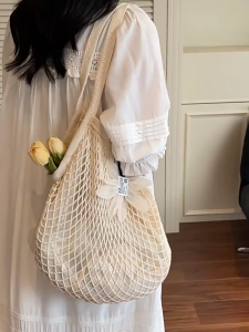 กระเป๋าชายหาด กระเป๋าตาข่าย กระเป๋าสะพายข้าง ความจุขนาดใหญ่ ไปชายหาด ทนทานมาก