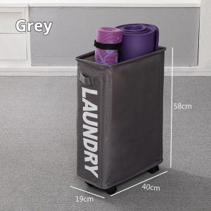 1pc 22" Rolling Slim Laundry BasketWithStandFoldable Waterproof Sorter AndOrganizerOn Wheels Tall Thin DirtyLaundryHamper Basket
