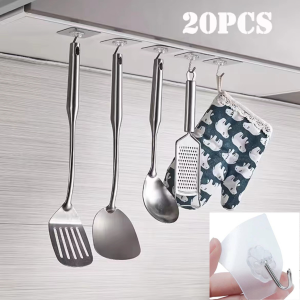 Transparent Wall Hooks Hangers Self Adhesive Door Wall Hangers Hooks for Key Bag Kitchen Bathroom Accessories 20/10/5Pcs