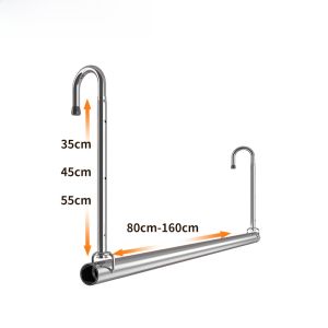 Stainless Steel Clothes Drying Rack Balcony No Drilling Retractable Quilt Drying Rod Adjustable Hanging Clothes Stepping Beam