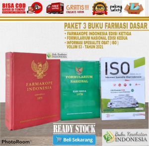PAKET 3 BUKU FARMASI DASAR FARMAKOPE EDISI 3 ISO OBAT FORNASFORMULARIUM NASIONAL FORNAS ISO OBAT FARMAKOPE 3 FARMAKOPE 4 FARMAKOPE 5 FARMAKOPE 6 FARMAKOPE EDISI 6 ILMU MERACIK OBAT IMO KIMIA ORGANIK FARMAKOLOGI DASAR MIMS UKAI EXPERT PHARMACIST