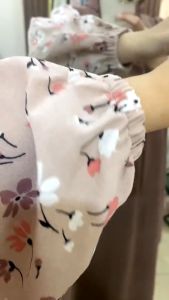 Farbara Hijab - DRESS CRINKLE AKSEN LENGAN KOMBINASI RAYON PREMIUM LD 120 CM GAMIS HANUM BUNGA VIRAL
