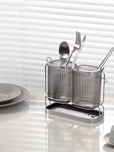 2026New Organizer Utensils Holder Fork Spoon Knife Storage Drainer Chopsticks Tableware Household Kitchen