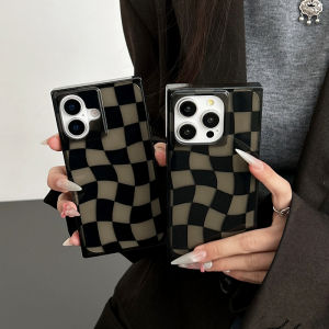 Simple Twisted Grid Design Phone Case for Apple iPhone 16 pro Max Square Right Angle Edge Female Style Non-Repeating Protective Shell