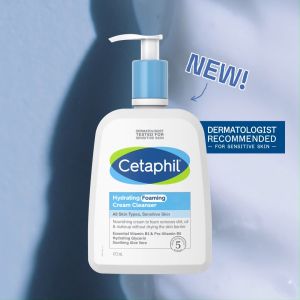 CETAPHIL Hydrating Foaming Cream Cleanser 473ml For Normal to Dry Sensitive Skin with Prebiotic Aloe
