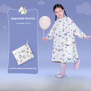 Childrens Raincoat School Bag Position Cartoon Anti-Rain Coat Nursery School Going Boys Girls Kids Umbrella Rain Gear