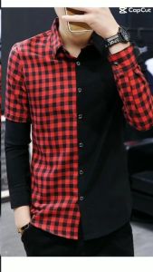 áo sơ mi nam phối 2 màu cùng họa tiết caro cực trẻ trung và phong cách vừa hiện đại vừa cổ điển áo mặc siêu mát - H38