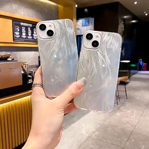 Hard Case Hybird Hologram Silver Feather Clarity Swirl Hologram Tekstur Kompatibel Untuk Poco F3 F4 F5 X3 NFC X3 Pro X3 GT X5 5G C40 C65 M5 M5s M6 Pro X6 Pro Redmi 9T 9C 10A 10C A1 A2 A3 10 12 12C 13C Redmi Note 9 10 11 12 13 4G 13 5G 13 Pro Plus 5G