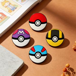 Bandai | 4pcs Master Ball Enamel Pins Set Cartoon Anime Collectible Badges for Backpack Jacket Hat Cute Game Jewelry Gift for Fans Kids
