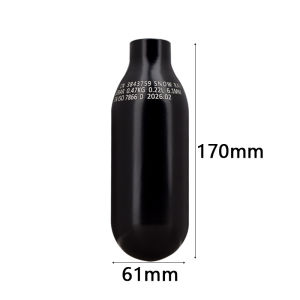 Mini Scuba Diving 0.22L 300BAR 4500PSI Air Tank HPA M18*1.5 Gas Cylinder CO2 Soda Water Black Aluminum Bottle Glossy Diving Snorkeling Accessories
