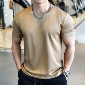 Mens Fitness Running Training Short Sleeve T-shirt Quick Dry Breathable Polyester Sportswear Summer Style Casual Clothing