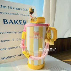 Túi Đựng Cốc Nước Stanley Màu Vàng Dệt Thủ Công Cầm Tay Có Dây Đeo Phụ Kiện Dây Đeo Cổ Tay Cho Cốc Cách Nhiệt Di Động