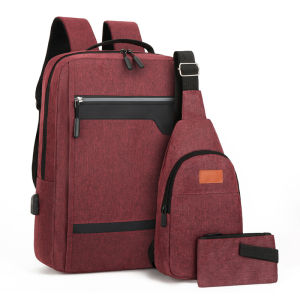 Bộ Ba Món Túi Đeo Vai Nam Dung Tích Lớn USB Sạc Máy Tính Học Sinh Túi Đựng Đồ Dùng Học Tập Thường Ngày Đồ Dùng Học Tập