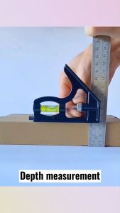 Mitsushi 12" 300mm Adjustable Stainless Steel Combination Square Angle Ruler Level 45°/90° Degree With Bubble Level Measuring Levels