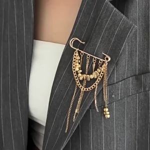 Chain Tassel Brooch Handmade Beaded Pin Clothing Accessory For Women Trouser Leg Decoration