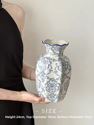Blue and White Porcelain Vase for Decorative Flowers