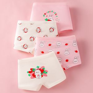 4Pcs Soft Cotton Girls Panties Non-fading Kids Boxer Shorts Cute Rabbit Print Girl Boyshort Breathable Children Underwear Boxers