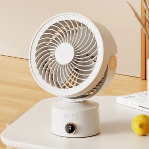 ZUZG 4000mAh Portable Electric Fan USB Rechargeable 3 Gear Wireless Desktop Circulator Cooling Fan Oscillating Fan for Bedroom Office