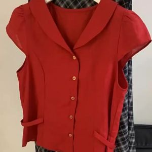YIKEMAI | Elegant Waist-Shaping Short Sleeve Blouse
