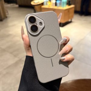 AO.HU | Magnetic Full Coverage Phone Case with Lens Protection Titanium Gray荔枝纹