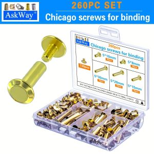 260pcsChicago Binding Screws Cross Recessed Ledger Nails for Document Fixing And Decorating Leather Books Scrapbooks Photo Album