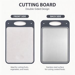 304 Stainless Steel Chopping Board for Kitchen - Double-Sided Reversible Thickened Cutting Board for Food Prep and Cooking