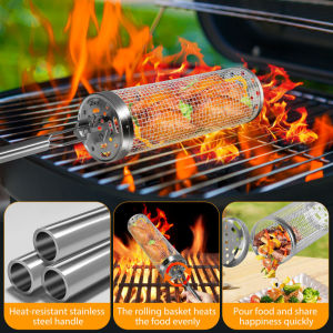 ⭐️【มีในสต๊อก+คลังสินค้าท้องถิ่น】⭐ตะแกรงย่างตะกร้าปิ้งย่างตะแกรงเตาปิ้งย่างสเตนเลสกรงตาข่ายเตาย่างกลางแจ้งสินค้าใหม่ความจุมากกันลวก