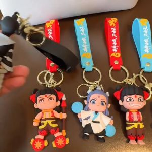 Nezha Keychain- Gantungan Kunci Action Figure 3D Aksesoris Lucu (Hadiah Souvenir Karakter Film)