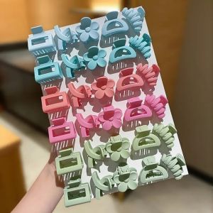 30Pcs Polychrome Frosted Hair Clips Small Flower Shark Clip Suitable Daily Casual Wear Headwear WomenS Girls Hair Accessories