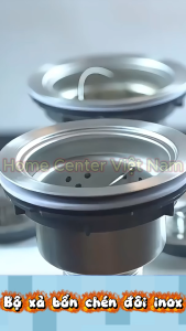 Bộ xả bồn rửa chén inox 2 ngăn ống xả bằng inox