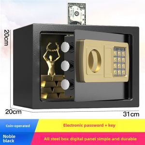 Mini Electronic Fingerprint Steel Safe Wall-Mounted Home Office Nightstand Compact Size 40cm High Metal Material Storage Box
