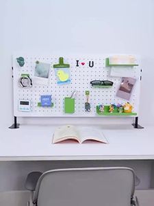 Modern malist Metal Desktop Organizer Rack Hole Board Office Bookshelf Accessories No Drilling Required Clip-On Style