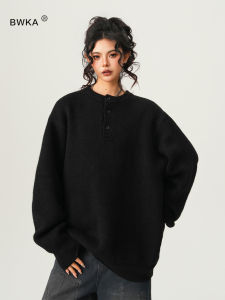 BWKA | Henley Neck Loose Fit Sweater