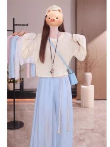 YUEZHONGWEI | Yellow Round Neck Ice Silk Long Sleeve Sun Protection T-Shirt Women Summer Thin Short Air Conditioner Cover Shirt Dopaamine Top