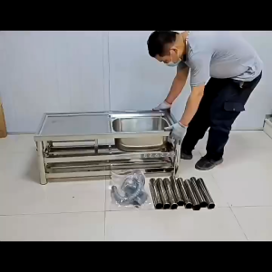 💥ลดราคาโดยไม่ลดคุณภาพ💥 ซิงค์ล้างจาน อ่างล้างจาน 80*45*80 1หลุม3ชั้น ก๊อกน้ำ รับน้ำหนักได้800กก.สแตนเลส 304