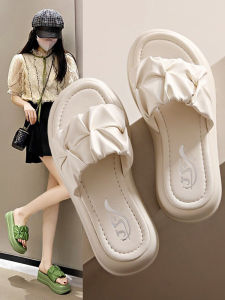 Fashionable Thick Bottom Slip-On Summer Shoes for Women Anti-Slip Heightening Platform Sandals Korean Style Pure Color Everyday Wear