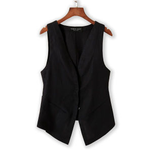 Womens Suit Jacket Vest Sleeveless Back Split Formal Office Wear Button Closure Pure Color Spring Autumn New Arrival