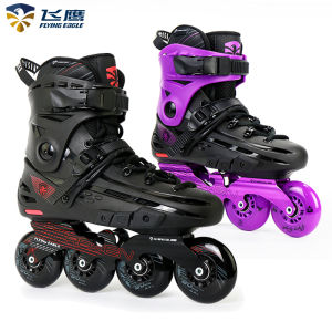 Feiyin Roller Skates F4 Street Brushing Mens Womens Brake High School Inline Ice Skating Shoes Aluminum Alloy Frame PU Wheels
