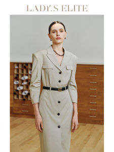 LadyS Elite | Solid Color Waist-Shaping Dress for Summer Office Wear