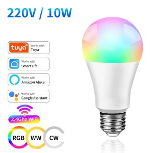 Tuya Smart WiFi Light Bulb 10W 15W 20W AC 220V 110V Voice Control APP Smart Adjustment Infinitely Dimmable Timer Off E27 Bulb