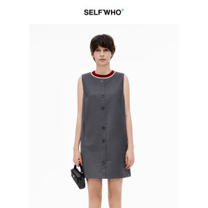 Wool Blend Sleeveless Dress Gray
