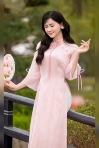 Áo dài cách tân nữ 2 tà dáng suông lụa thiết kế đính nơ hoạ tiết hồ điệp xuân tay lỡ tiểu thư Áo dài nữ truyền thống hiện đại màu Hồng