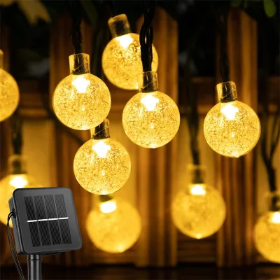 Outdoor Solar String Lights 60 LED Crystal Globe Lights Waterproof 8 Modes Solar Powered for Patio Garden Party Tree Decor